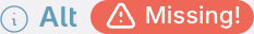 Triangle icon and “Missing!” next to Alt: in Polypane